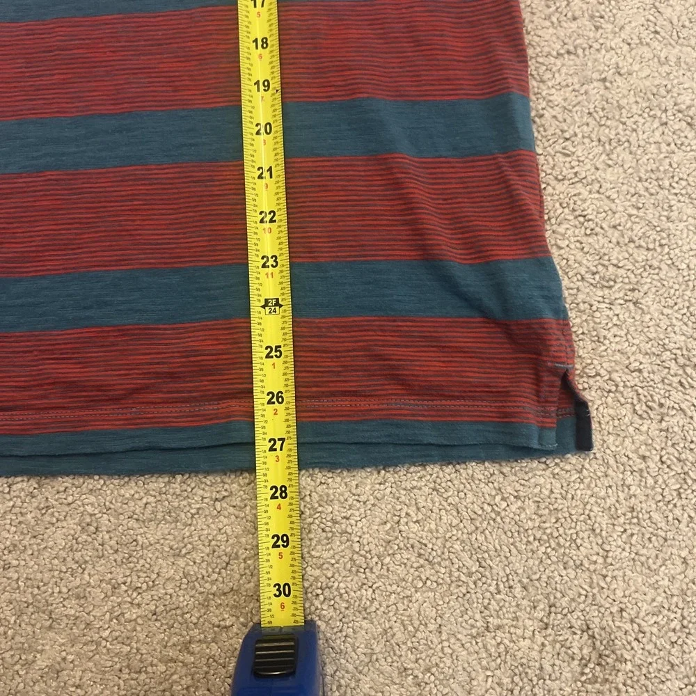 The North‎ Face Polo Shirt Mens Medium  Red Blue Striped Chest Pocket Casual